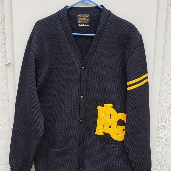 Vintage Cardigan Sweater Letterman 1950s College School Wool sz Large